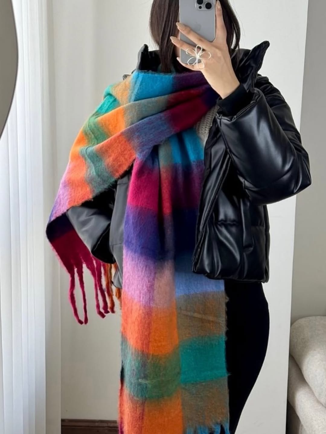 بیگ اسکارف رنگین کمونی عریض نرم و لطیف